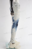 withe and blue tie dye men jeans with screen printed