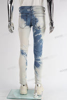 withe and blue tie dye men jeans with screen printed