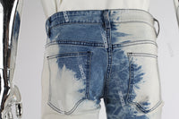withe and blue tie dye men jeans with screen printed