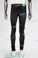 black skinny men jeans with embroidery logo