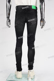 black skinny men jeans with embroidery logo