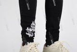 black skinny men jeans with embroidery logo