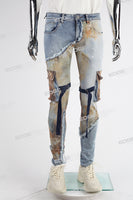 Patch Work Patchwork Digital Skinny Cargo Jeans Men