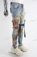 Patch Work Patchwork Digital Skinny Cargo Jeans Men
