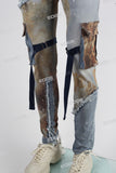 Patch Work Patchwork Digital Skinny Cargo Jeans Men
