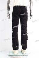 black cargo boot cut men jeans