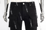 black cargo boot cut men jeans