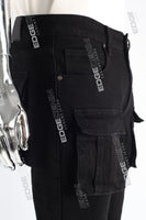 black cargo boot cut men jeans