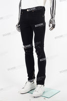 Black Skinny Distressed Zip Jeans Men