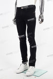 Black Skinny Distressed Zip Jeans Men