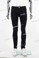 Black Skinny Distressed Zip Jeans Men