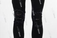 Black Skinny Distressed Zip Jeans Men