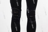 Black Skinny Distressed Zip Jeans Men