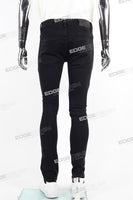 Black Skinny Distressed Zip Jeans Men