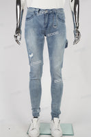 Custom Logo Blue Skinny Jeans Men