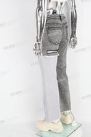 Patchwork Knitted Ripped Stonewashed Mans Jeans