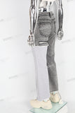 Patchwork Knitted Ripped Stonewashed Mans Jeans