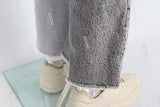 Patchwork Knitted Ripped Stonewashed Mans Jeans