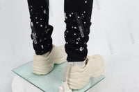 black paint spplatters distressed skinny men jeans with embroidery logo