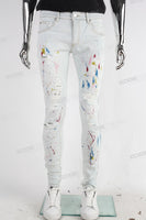 White Paint Splatters Skinny Jeans Men