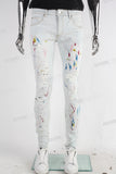 White Paint Splatters Skinny Jeans Men