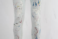 White Paint Splatters Skinny Jeans Men