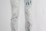White Paint Splatters Skinny Jeans Men