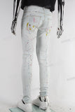 White Paint Splatters Skinny Jeans Men