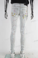 White Paint Splatters Skinny Jeans Men