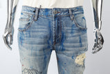 Blue disdress paint splatters jeans menlogo