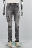 Grey cargo disdress jeans men logo