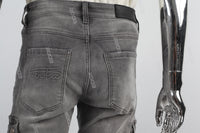 Grey cargo disdress jeans men logo