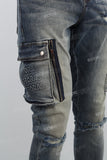 Blue cargo disdress jeans men