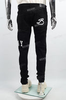 Black disdress screen print jeans men
