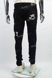 Black disdress screen print jeans men