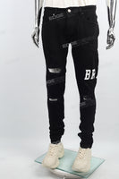 Black disdress screen print jeans men