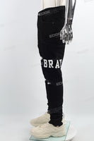 Black disdress screen print jeans men