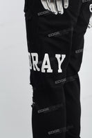 Black disdress screen print jeans men