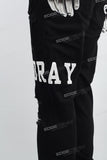 Black disdress screen print jeans men