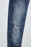 Blue disdress ripped skinny jeans men