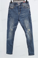 Blue disdress ripped patchwork jeans men
