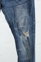 Blue disdress ripped patchwork jeans men