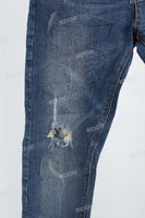 Blue disdress ripped patchwork jeans men