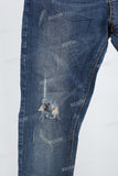Blue disdress ripped patchwork jeans men