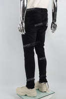Print Embroidery Black Men Jeans