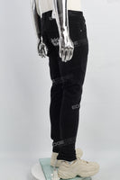 Print Embroidery Black Men Jeans