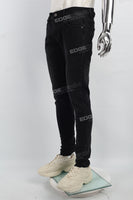 Print Embroidery Black Men Jeans