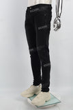 Print Embroidery Black Men Jeans