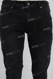 Print Embroidery Black Men Jeans