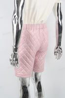 Pink Quilted Embroidered Shorts